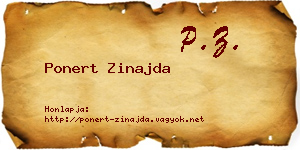 Ponert Zinajda névjegykártya